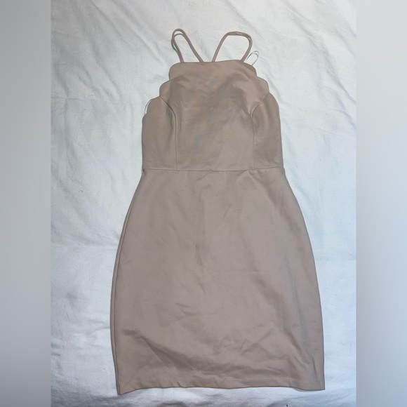 Heart’s Content Beige Bodycon Dress - Picture 3 of 5